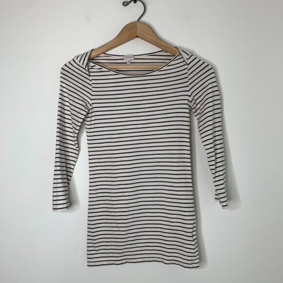 Aritzia Babaton Stripe T-shirt Top 3/4 Length sleeve Stretch Cotton Size XS - Picture 11 of 16